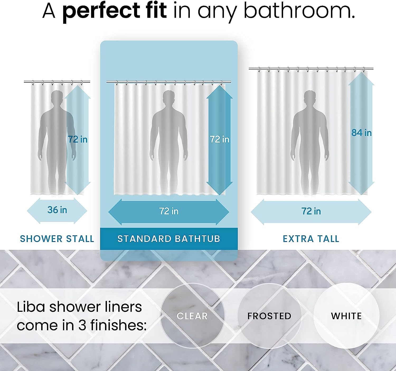 Bathroom Shower Curtain - Waterproof Plastic Shower Curtain Premium PEVA Non-Toxic with Rust Proof Grommets 10G Heavy Duty Bathroom Accessories 72x72