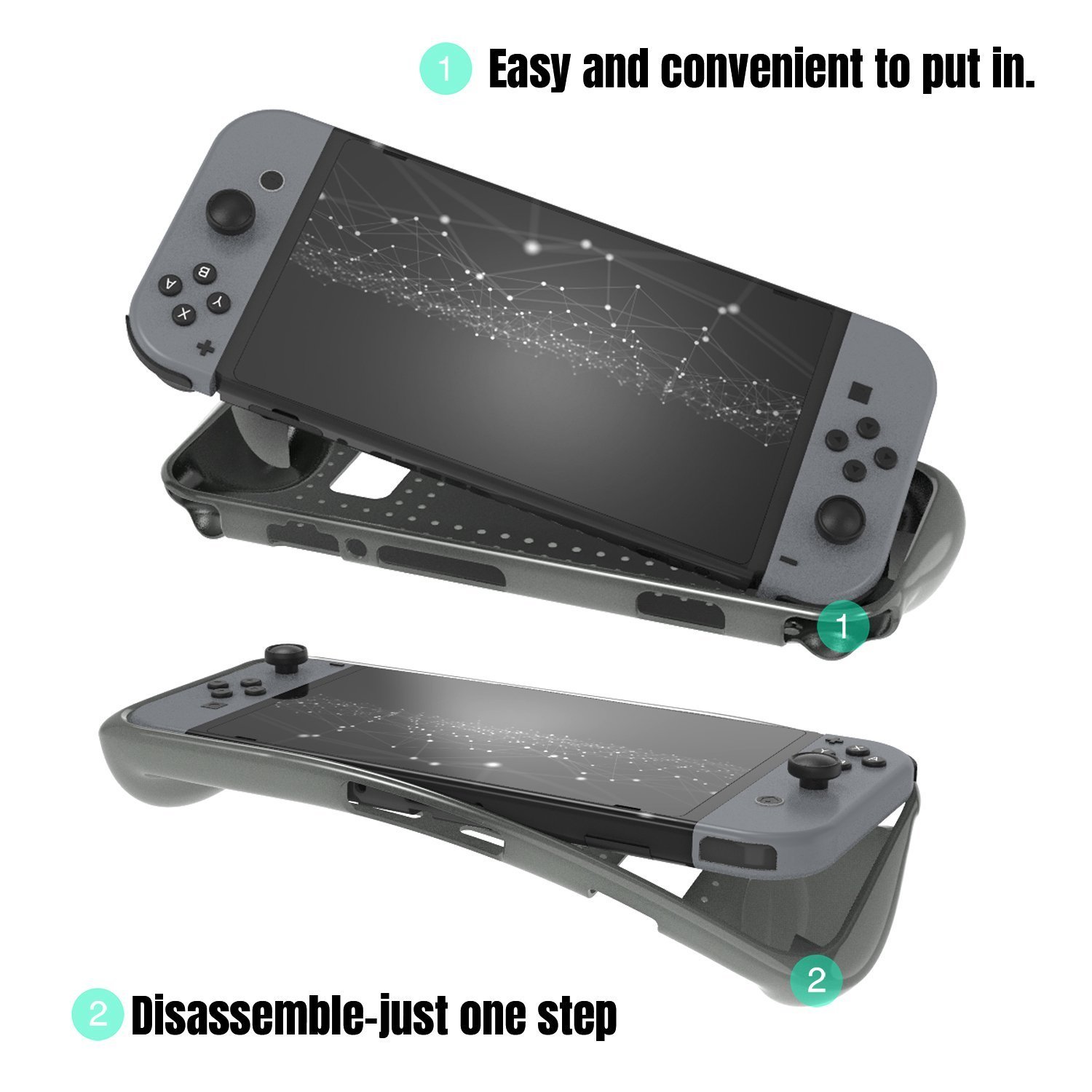 Protective Case for Nintendo Switch, Comfortable Soft TPU Full Body Protection Shock Absorption Heat Dissipation Design Cover Case for Nintendo Switch (Grey)