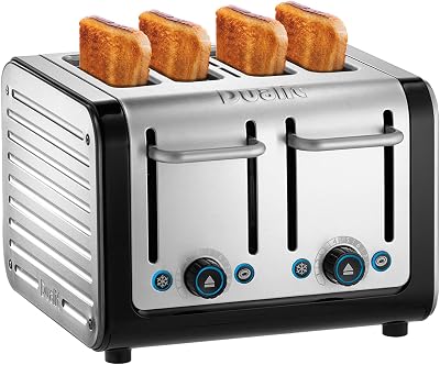 Dualit Architect 4 Slice Toaster Brushed Stainless Black Trim Extra Wide Slots