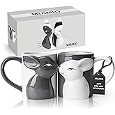 MIAMIO - Kissing Rabbit Mug Set of 2/13.5 oz Coffee Mug for Couples/Ceramic Coffee Cup Set/Gifts for Women/Men for Birthday, Easter or Christmas - Microwave- and Dishwasher Safe
