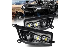 AUDEXEN 210W RZR LED Headlight, Upgraded 1000% Bright, High/Low Beam Turn Signals and DRL Compatible with UTV ATV 2014-2018 Polaris General RZR XP Turbo 1000 900s (Black)