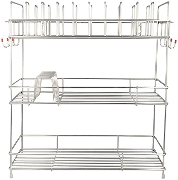 BHAKTEE Stainless Steel Utensil Holder, 42 cm x 22 cm x 51 cm, 1-Piece, Silver