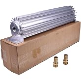 LSSOCH Universal 12" Single Pass Aluminum Finned Two 3/8" NPT fittings Transmission Oil Cooler