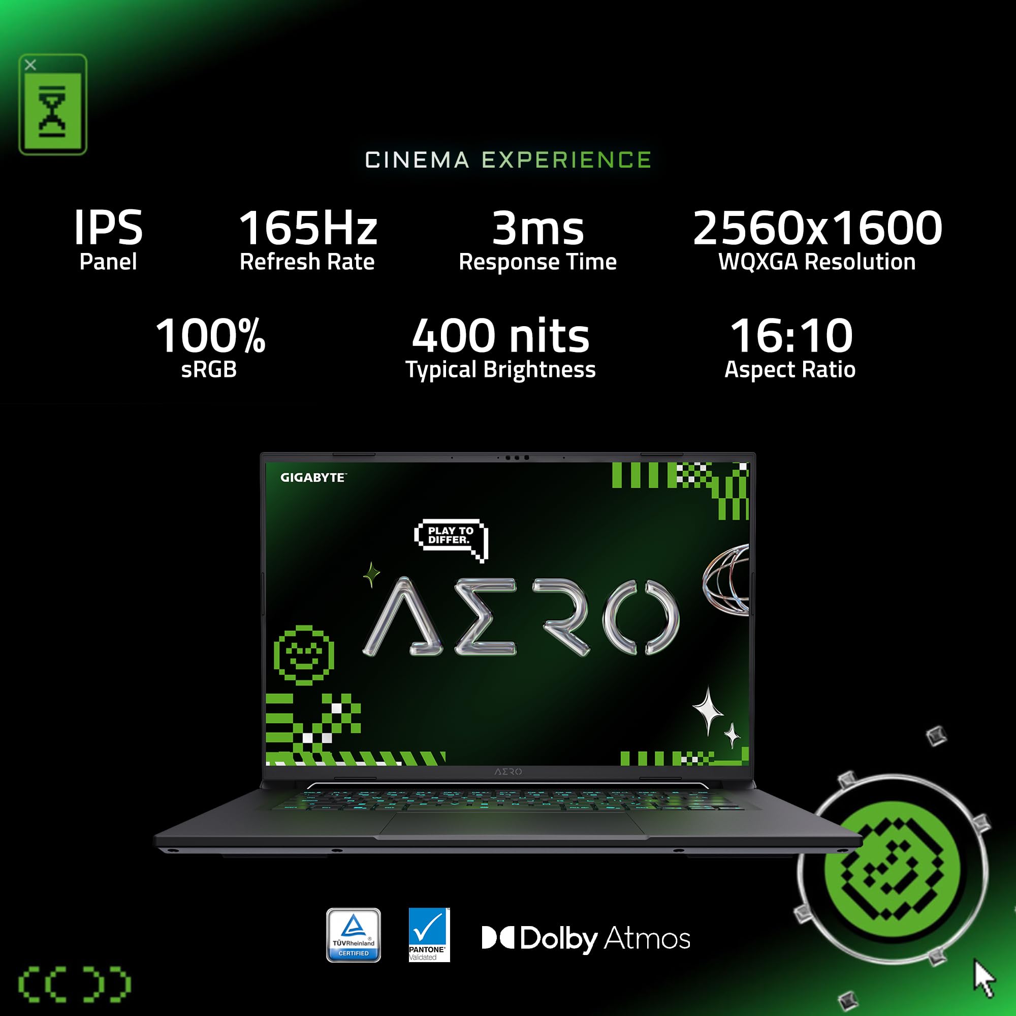 GIGABYTE AERO X16; Copilot+ PC - 165Hz 2560x1600 WQXGA - NVIDIA GeForce RTX 5070 - AMD Ryzen AI 9 HX 370-1TB SSD with 32GB DDR5 RAM - Windows 11 Home - Space Gray (GIGABYTE AERO X16 2WHA3USC64AH)