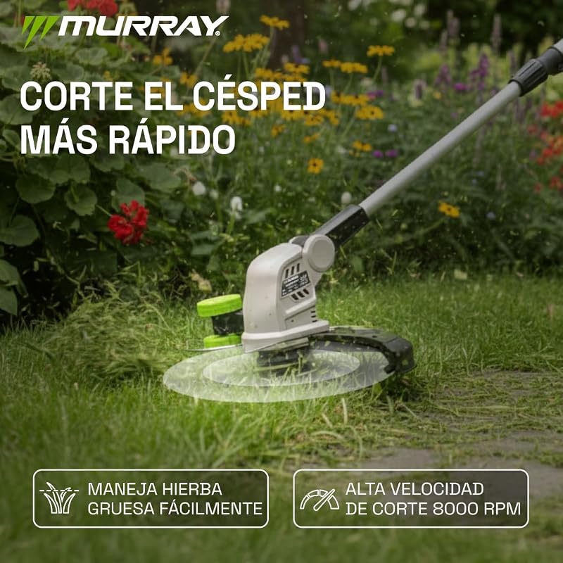 Aparador de relva sem fios 20V MU-BAT-GT30-KIT – Sem fios, largura de corte de 25 cm – motor potente de 8000 rpm, bateria de 3 Ah Li-Ion durável para cortes precisos, cortador de relva 20V