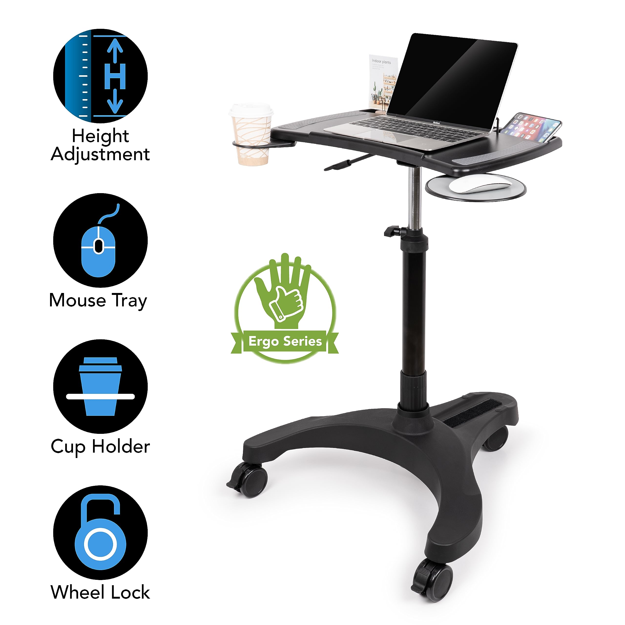 EHO Mobile Laptop Standing Desk Carts on Wheels