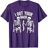 Addictive Designs Halloween Merch Funny Halloween Skeleton, I Got Your Back T-Shirt - Black, Unisex-Adults, Small, Short Sleeve