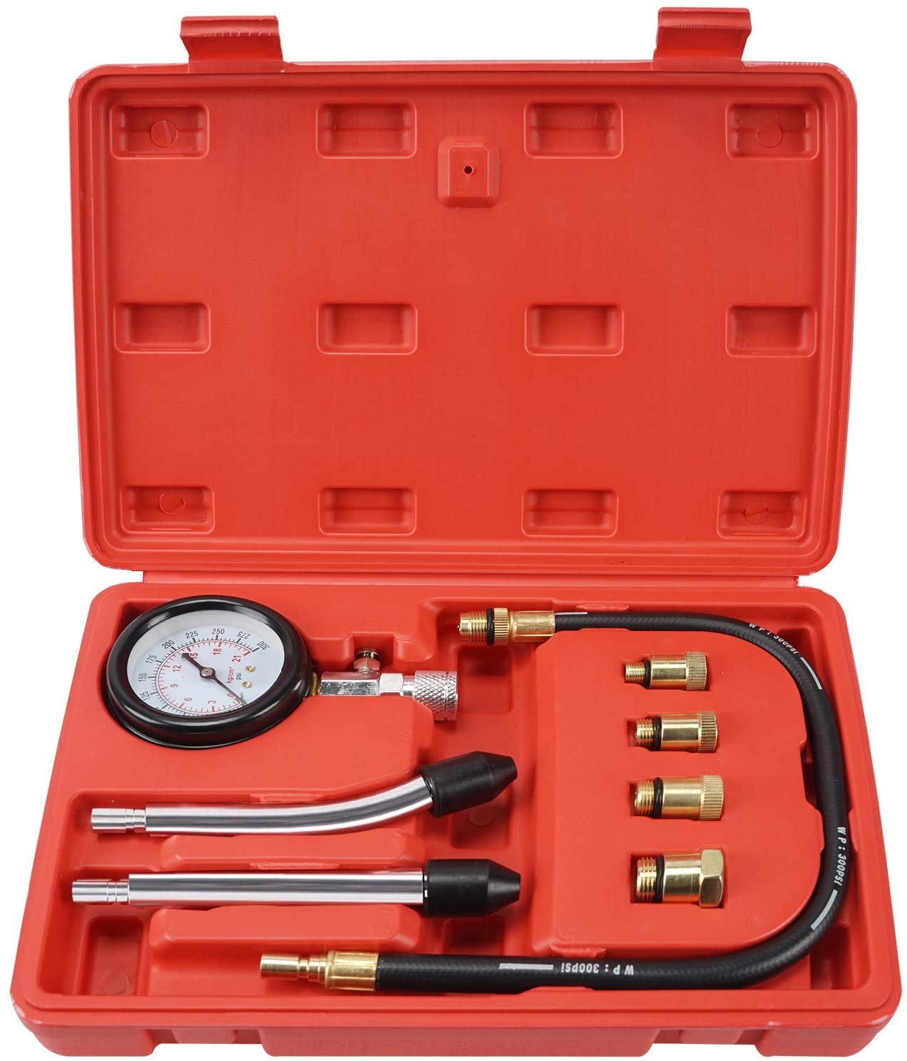 Petrol Engine Cylinder Compression Tester Kit Automotive Tool Gauge 8pcs