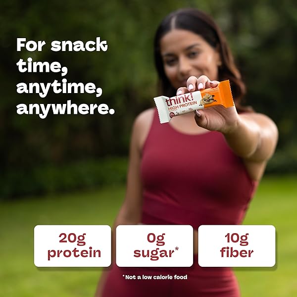 THINK! PROTEIN BARS, HIGH PROTEIN SNACKS, GLUTEN FREE, HIGH FIBER, PEANUT BUTTER CHOCOLATE CHUNK, 10 COUNT
