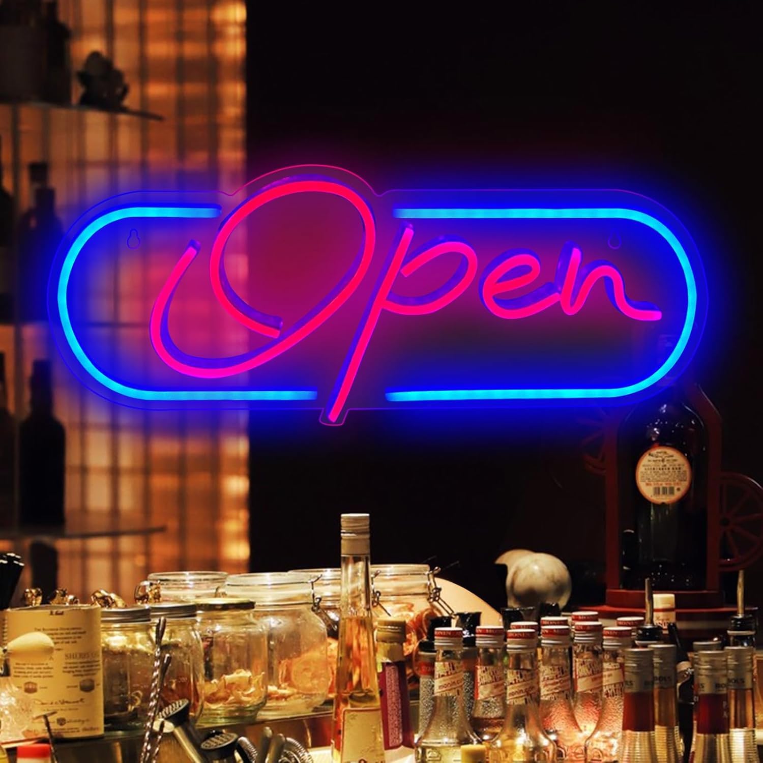 Neon Open Sign for Business 16.53"x6.29" Led Open Light Up Open Sign with USB Powered for Party Bar Salon Coffee Shop Restaurants Club Hotel Wall Decor