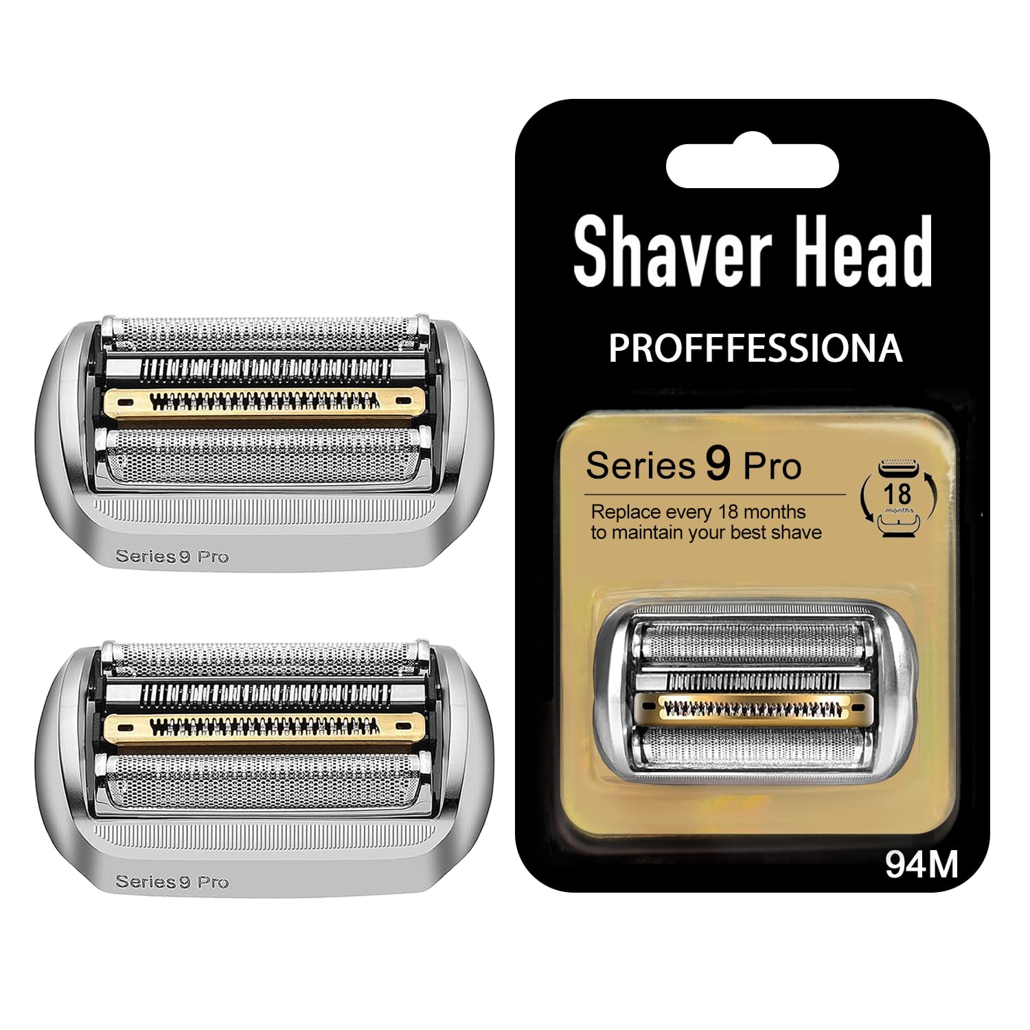 Photo 1 of 2 PACKS Series 9 Pro 94M Electric Replacement Shaver Head Compatible with Braun Series 9 Pro Electric Razors 9290cc, 9291cc, 9370cc, 9376cc, 9293s, 9260s, 9295cc, 9385cc,(Upgraded ver.)