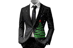 Christmas Blazer Men,Xmas Holiday Printed Coat Jacket Funny Slim Fit Suit Jackets Fashion Classic One Button Blazer
