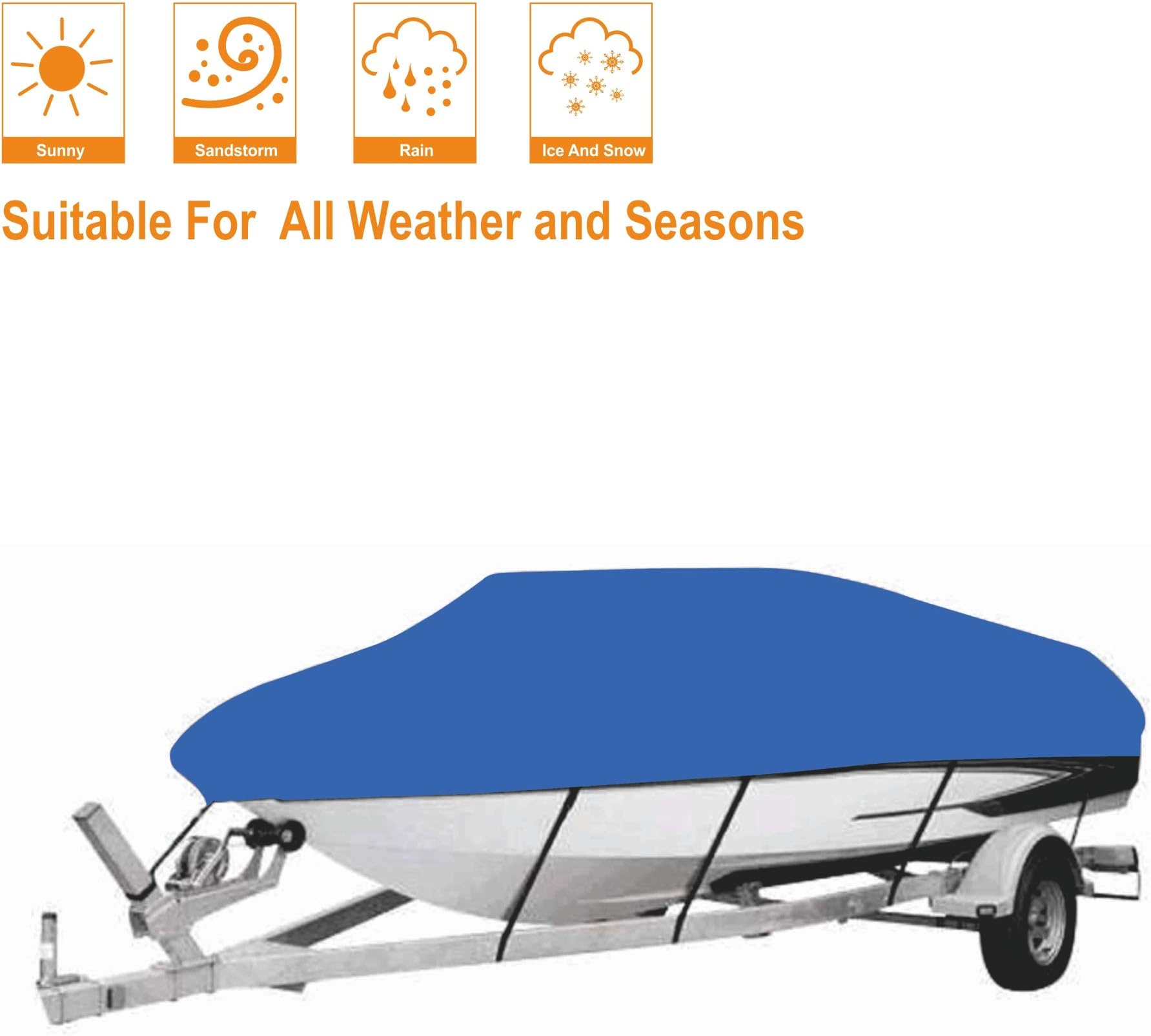 AOPEC 210D Oxford Fabric Waterproof Boat Cover for V-Hull Runabouts and Bass Boats 20-22 Ft.