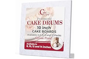 Cakebon Cake Boards Square - Sturdy 1/2 Inch Thick Drums - 10 Inch Professionally Wrapped Edges White 1-Pack