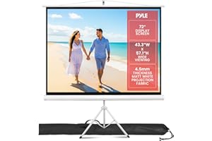 Pyle 72" Projector Screen with Floor Standing Portable Fold-Out Roll-Up Tripod Manual, Mobile Movie Screen, Home Theater Cine