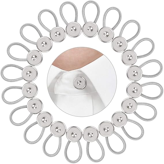 Collar Extender LANIAKEA 20Pcs Metal Button Collar Extender Elastic Extenders for Shirt