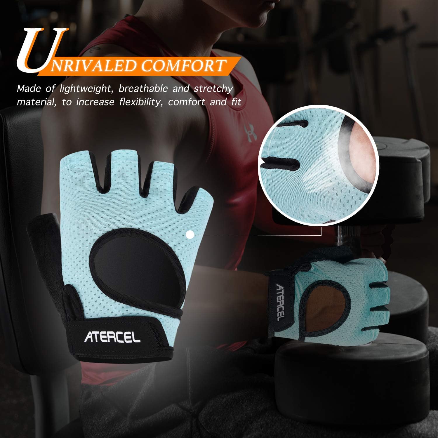 Atercel Weight Lifting Gloves 2021 Upraded Full Palm Protection, Best Workout Gloves for Gym, Cycling, Exercise, Breathable, Super Lightweight for Mens and Women: Sports & Outdoors