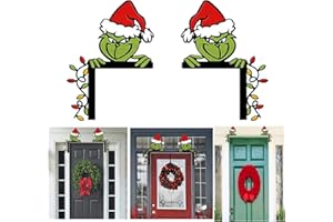 CYNCOY 2Pcs Christmas Door Corner Frame Decoration, Funny Cartoon Wooden DIY Stitching Creatives Home Door Sign Decor, Wall Door Window Wooden Sculpture Christmas Door Ornament