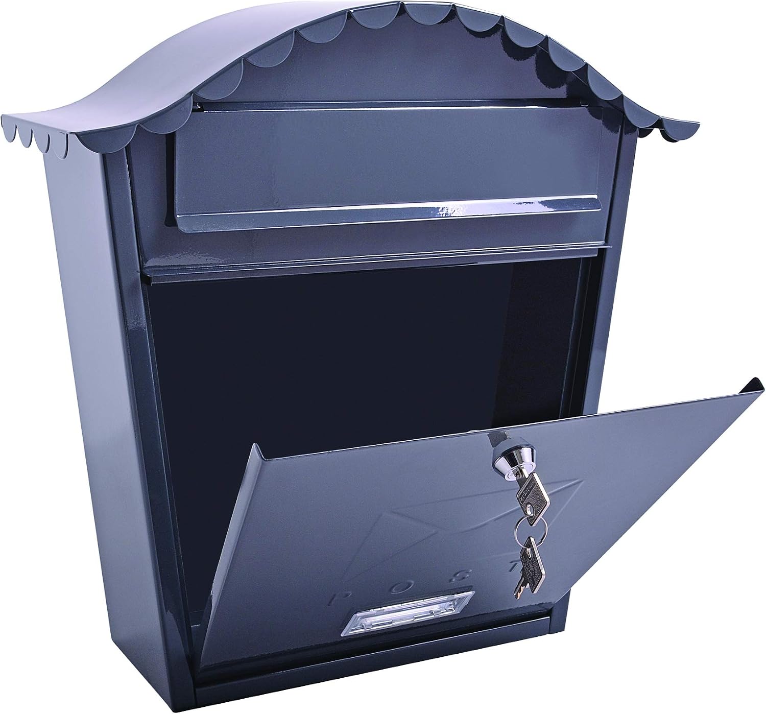 Burg-Wachter MB01A Anthracite Classic Wall Mounted Galvanised Steel Lockable Weatherproof Post Box - 36x37x13cm - Image 3