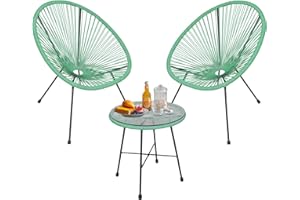 SKYFISH 3 Pcs Patio Conversation Set, Outdoor Patio Furniture with Coffee Table for Balcony Backyard, All-Weather Conversation Bistro Set with Rope, Indoor Lounge Seating Chair Set, Green