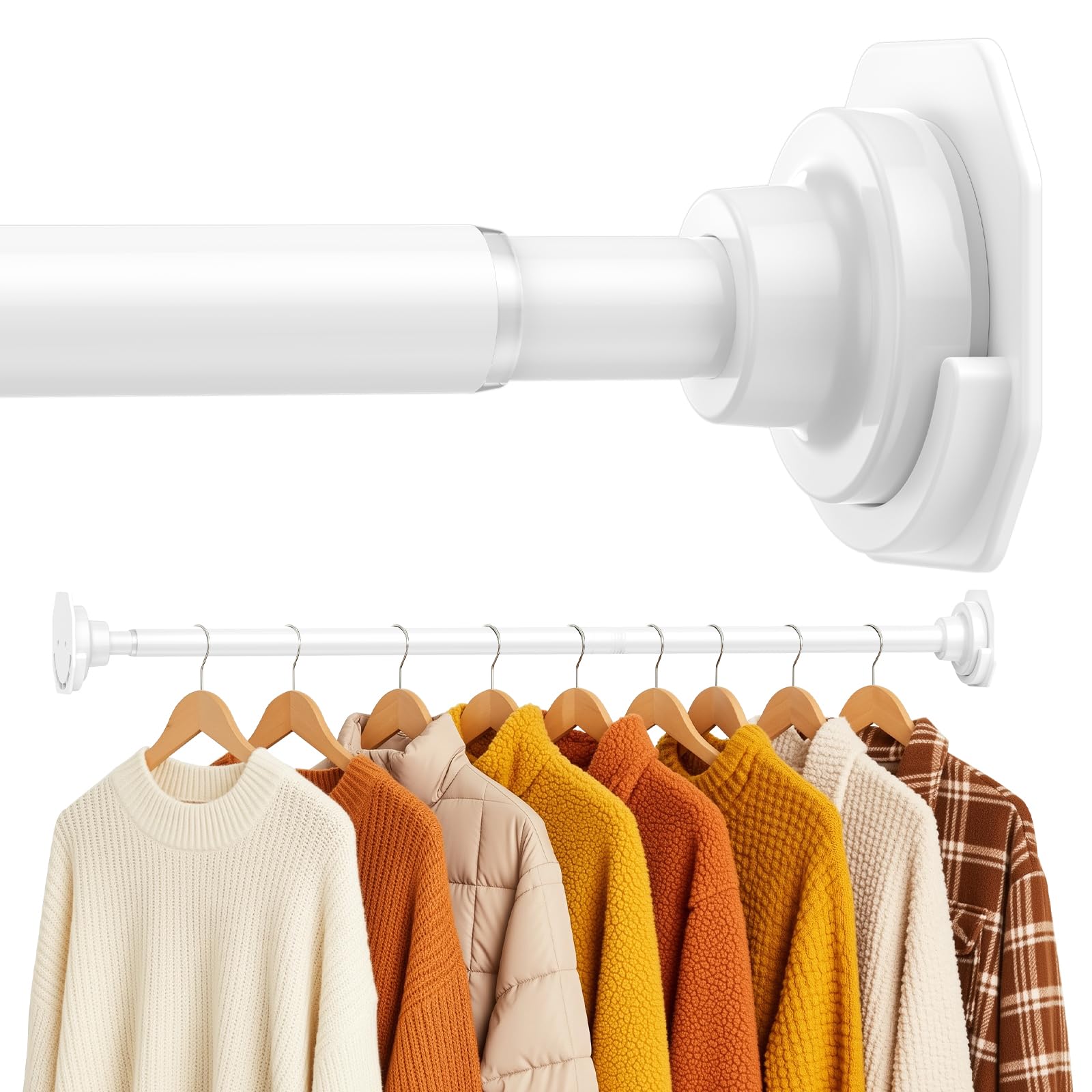 Photo 1 of AIZESI Closet Rod 28 to 48 Inch Closet Rods for Hanging Clothes Adjustable Closet Rod 1 Inch Diameter Heavy Duty Closet Hanging White Tension Rods for Closet Laundry RV, Bathroom, Window, Curtains