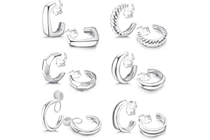 UBGICIG 6Pairs Gold Clip on Hoop Earrings For Women Fashion Clip on Earrings Gold Chunky Hoop Earrings No Piercing Fake Earrings Set