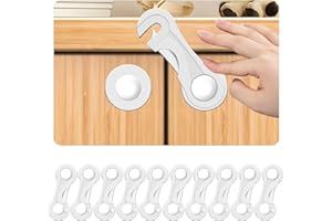 Cabinet Locks - Furein Child Safety Locks 10 Pack - Baby Proof Cabinet Lock Easy to Install (No Drilling) 3M Adhesive for Dra