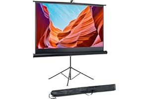 Pyle Universal Projector Screen w/Stand - 60-Inch Floor Standing Portable Fold-Out Rollup Matte for Projection, Includes Trip