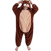 Viyorshop Kids Animal Onesie Pajamas Unisex Children Brown Bear One Piece Pajamas for Girls Boys Halloween Costume Dress Up