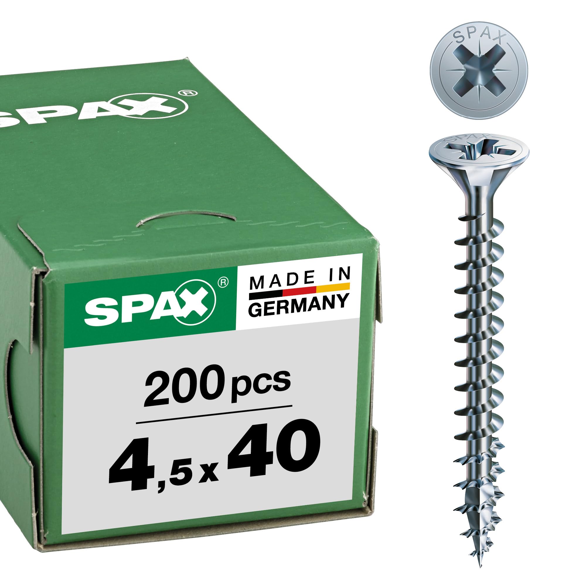 Spax – Universal Screw Countersunk Head Phillips Z 4Cut Full Thread Galvanised Blank A2J – 1081010350123, 0/1030/001/4,5/40/ /02 — image 1