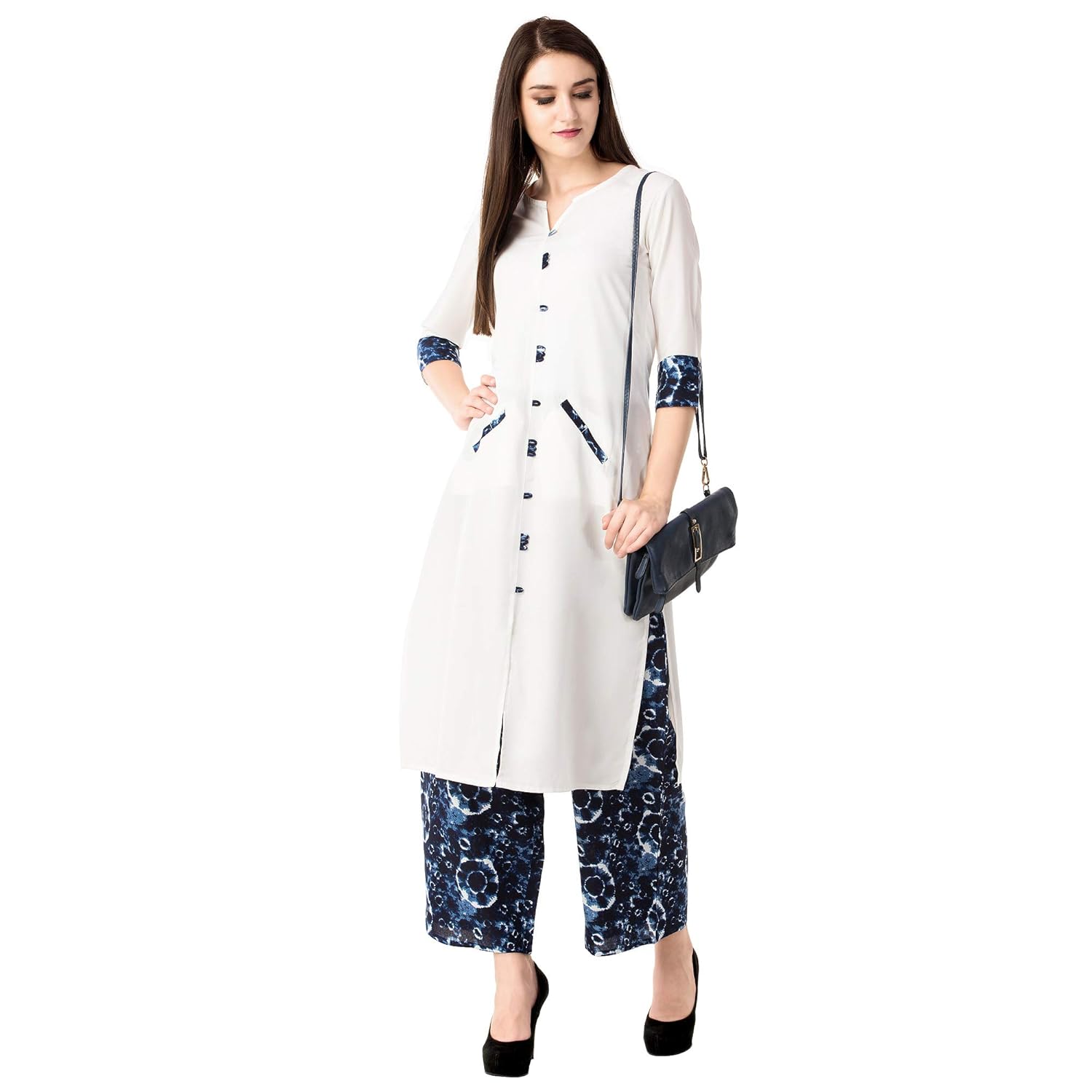 khushal k women's rayon solid kurta with palazzo set