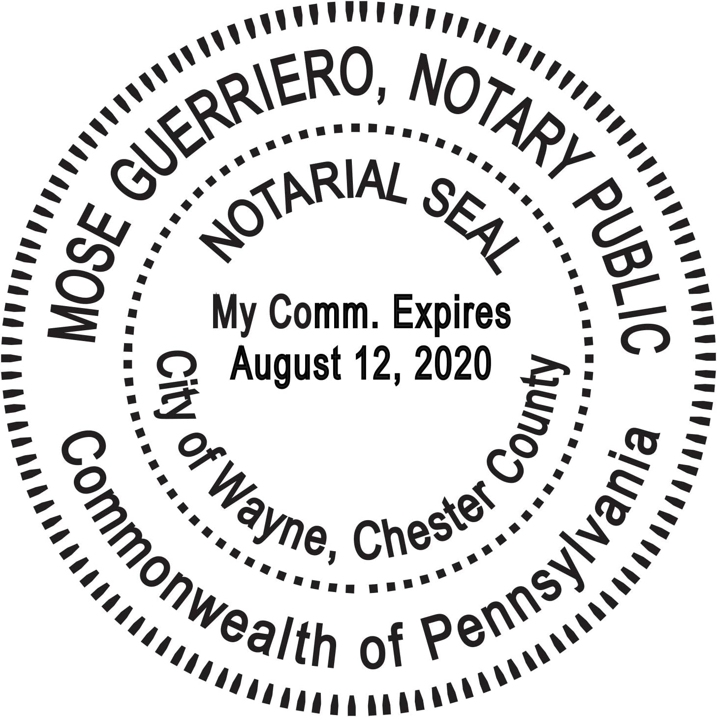 Round Notary Stamp for State of Pennsylvania Self Inking