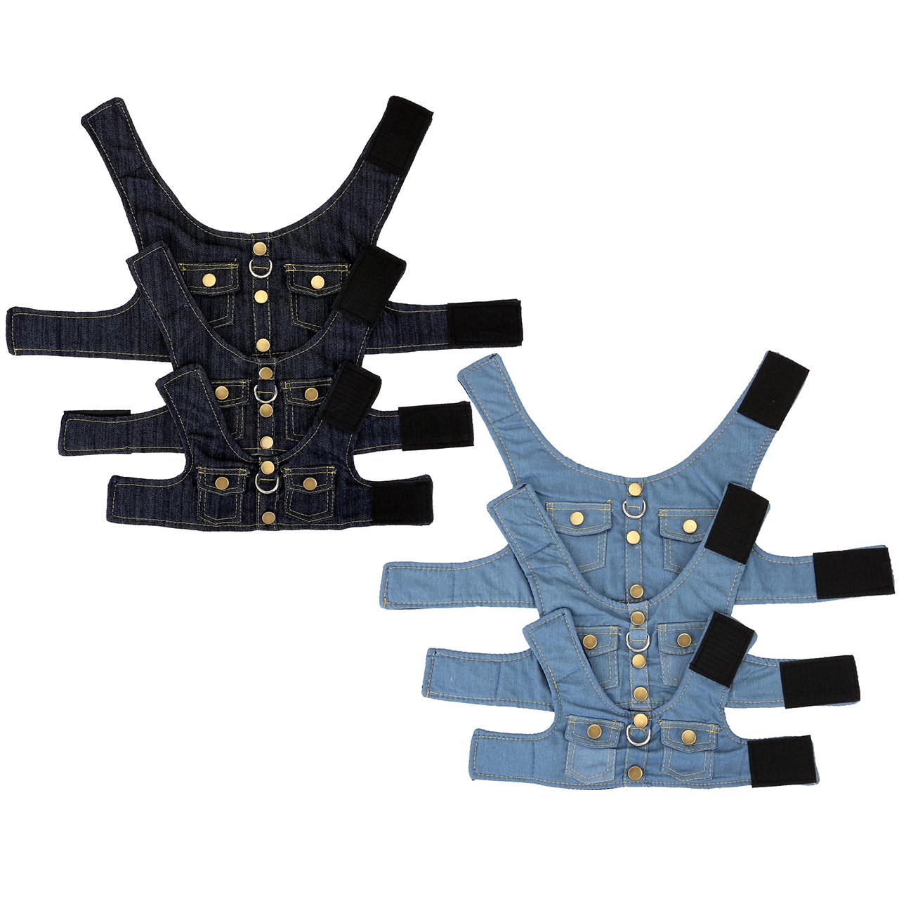 Mogoko Puppy Cat Small Dog Jeans Vest Harness Leash Set with Traction Rope Lead for Walking or Traning