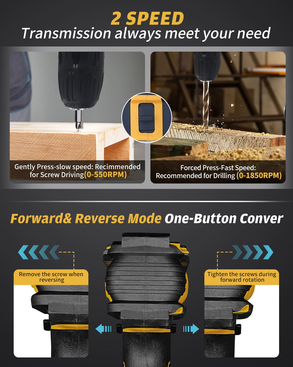 KALAHOL Cordless Drill Set 21V, 99PCS Electric Screwdriver Set with 2 Batteries 2000mAh, 25+3 Torque Cordless Hammer Drill, 42N.m Max, 2 Speed, LED Work Light for Home and Garden DIY Project