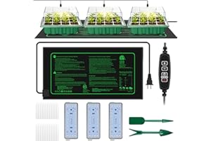 Seed Starter Trays with Grow Lights and Heat Mat, Plant Starting Kit, 36 Big Cell 4 Timing Set Humidity Domes Heightened Lids