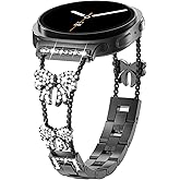 Surace Compatible for Samsung Galaxy Watch 8 Band 40mm 44mm /Galaxy Watch 8 Classic Band 46mm, Bowknot Diamond Rhinestone Link Bracelet Dressy Metal Strap for Galaxy Watch8