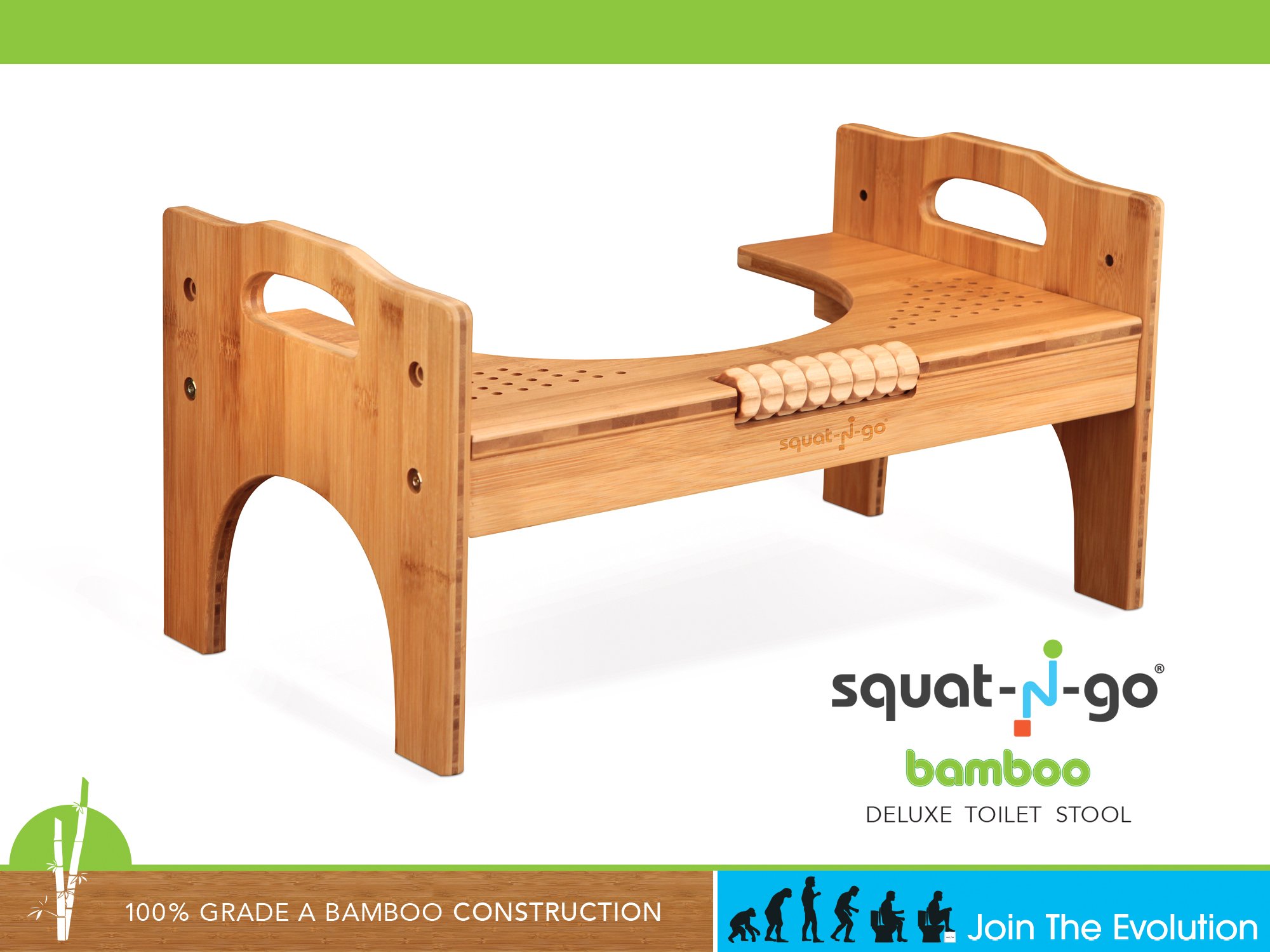 Squat N Go 7” or 9” Adjustable Bamboo Luxury Squatting Toilet Stool