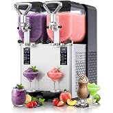 Slushie Machine for Commercial &amp; Home Use, 4L x 2 Tank Margarita Machine | No Ice Needed Frozen Drink Machine for Slush, Frapp&eacute;s &amp; More, Slushy Machine for Party Restaurants Cafe Bars, Auto Clean