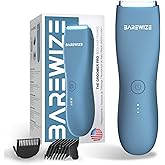 BAREWIZE Body Hair & Pubic Hair Trimmer for Men & Women, Painless Electric Body & Bikini Shaver | Waterproof, Type-C Rechargeable, LED Light, Replaceable Blade, Manscape Personal Groomer (Denim Blue)