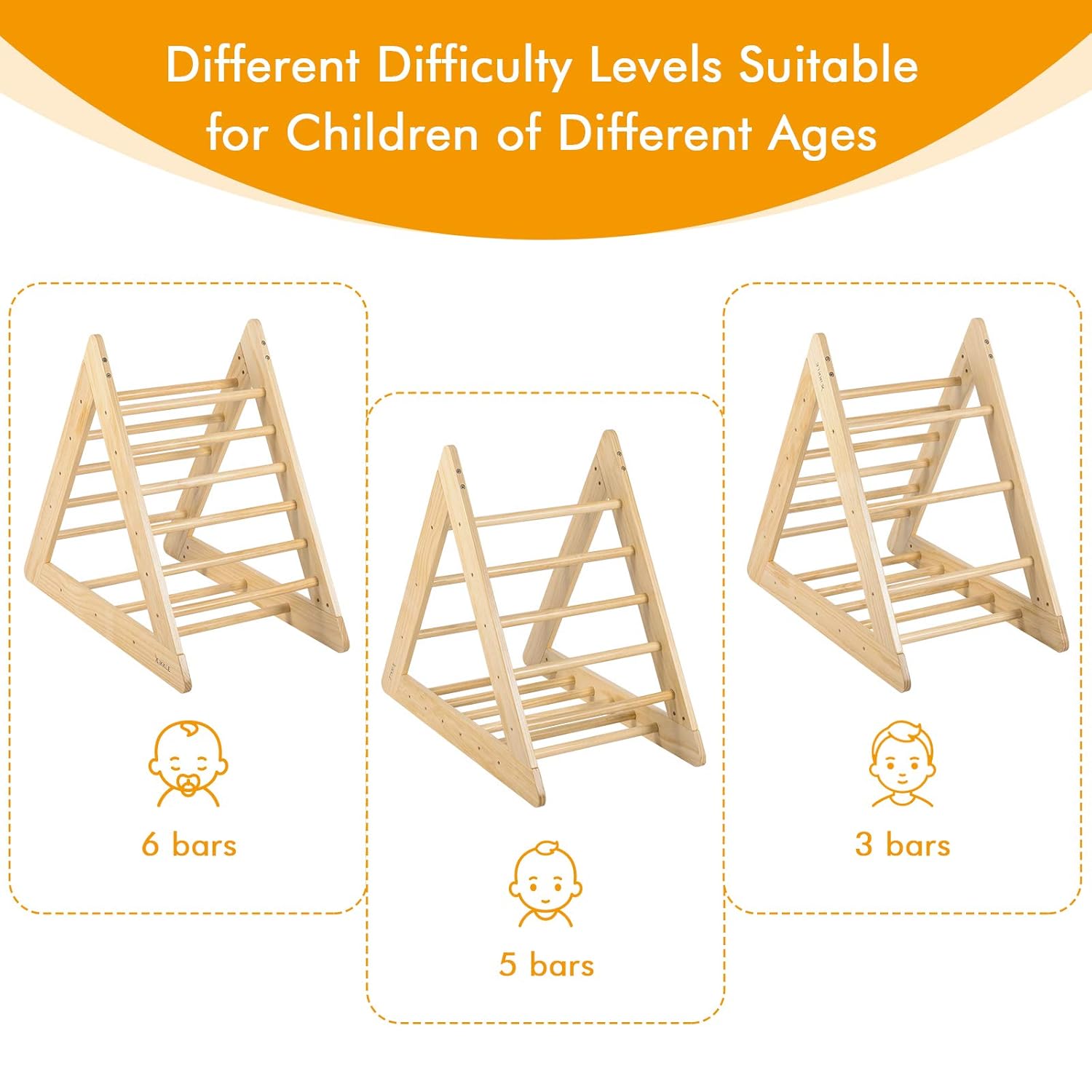 Ikkle Climbing Pikler Triangle Indoor Climbing Toys Wooden Gym Playground Climber Ladder for Toddlers Kids and Children Preschoolers Age 1 3+ : Baby
