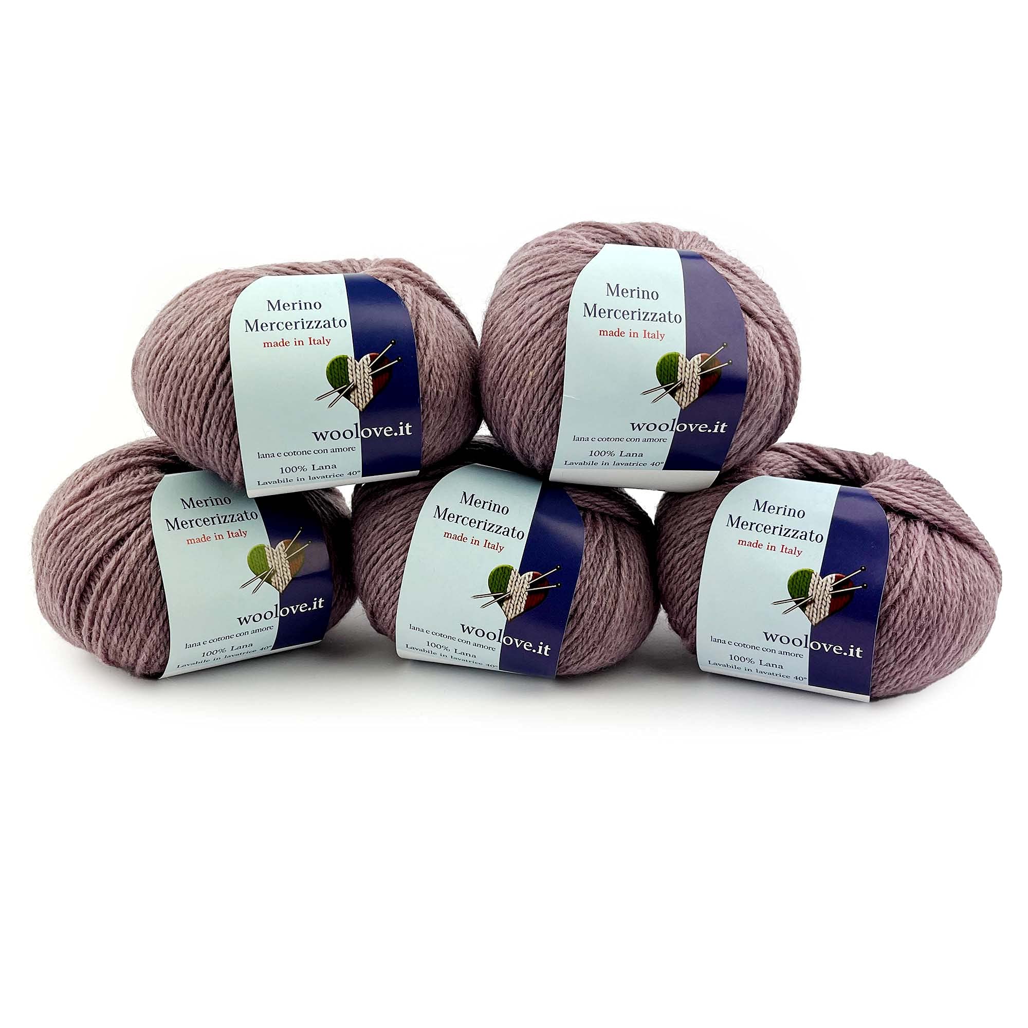 Mercerised Merino - 100% pure wool yarn Made in Italy wool ball for crochet Pink Front 8