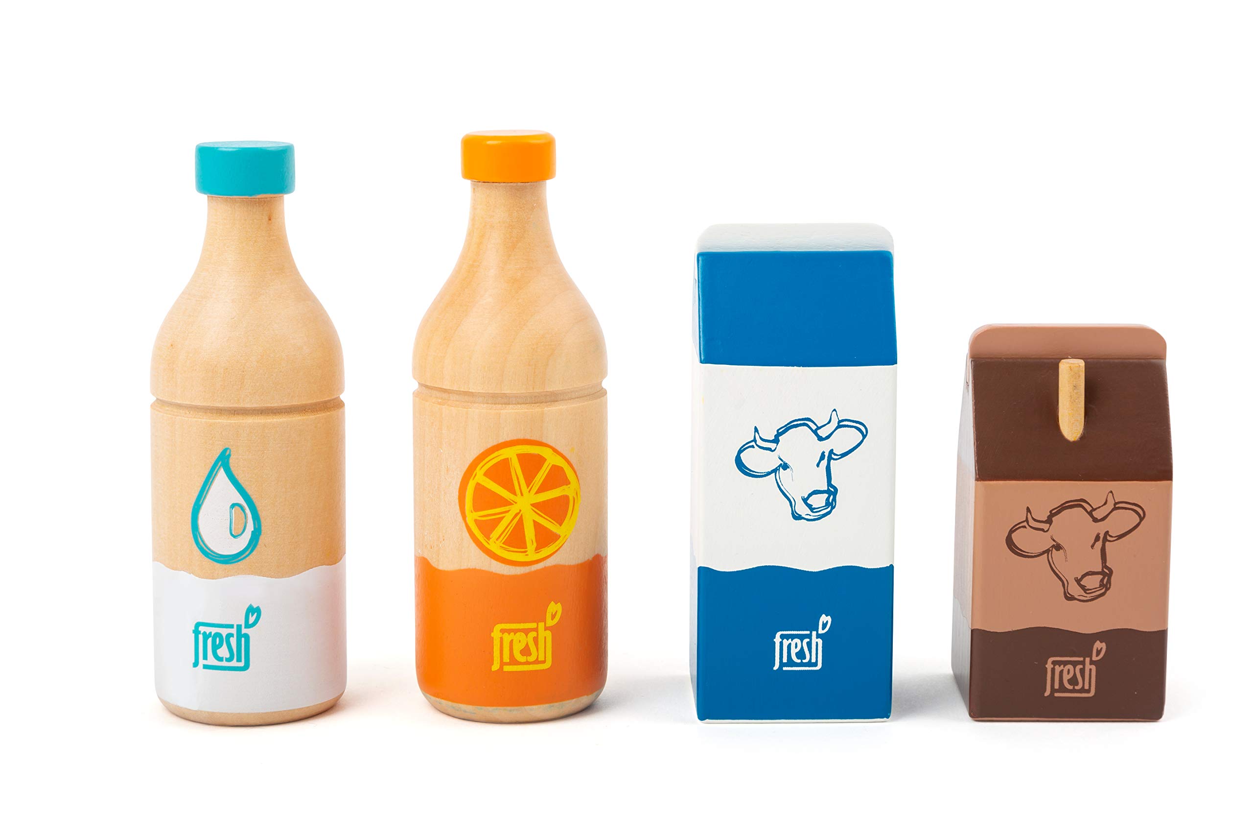 Small Foot 11438 Drinks Set fresh, made of wood, role-playing toy, accessory product for every play store, 4 pieces