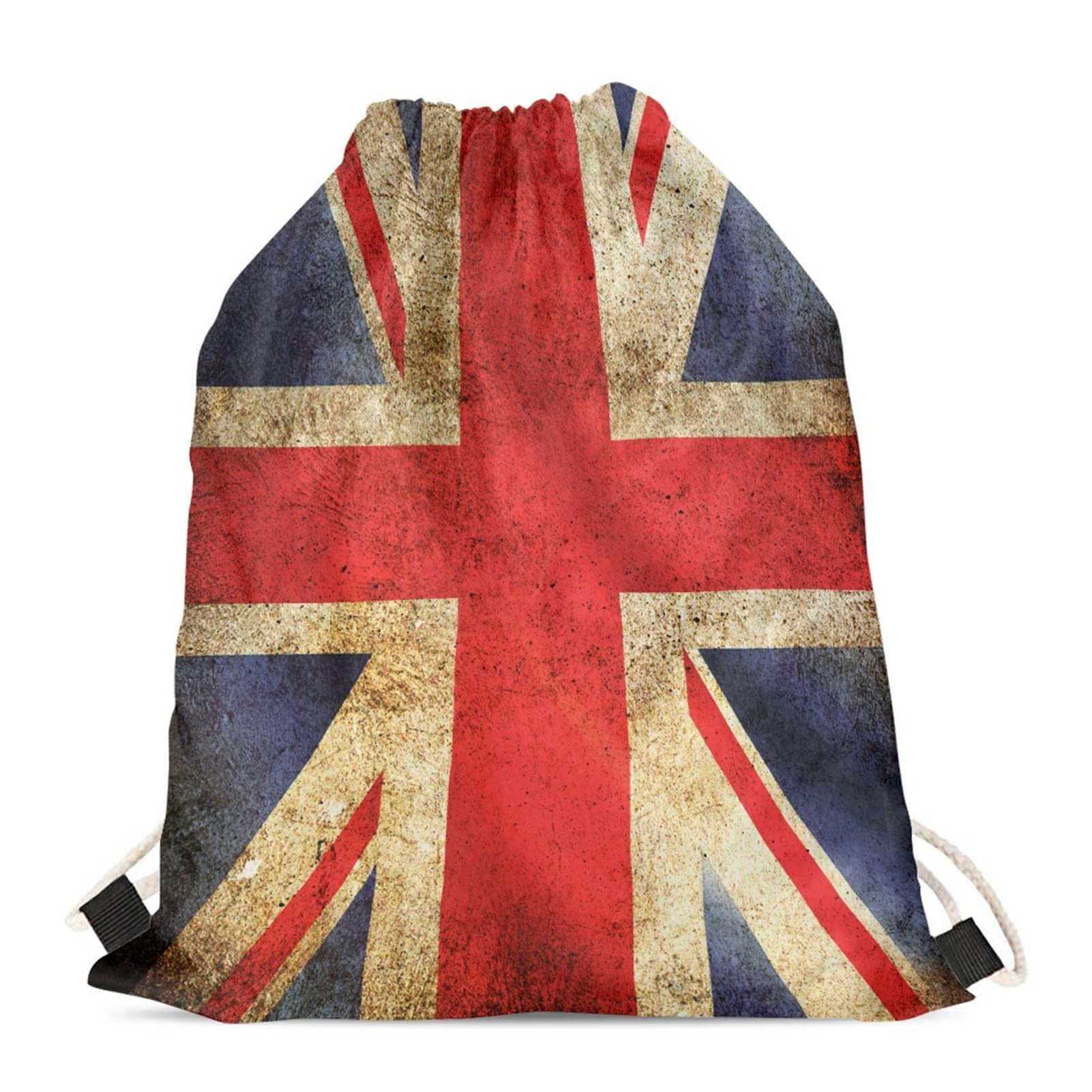 Wanyint UK Flag Print Drawstring Bag Cinch Gym Backpack, Vintage British Flags Galaxy Star Shoulder Bag for Travel Shopping Hiking Gym, Animal Small Yoga Pouch