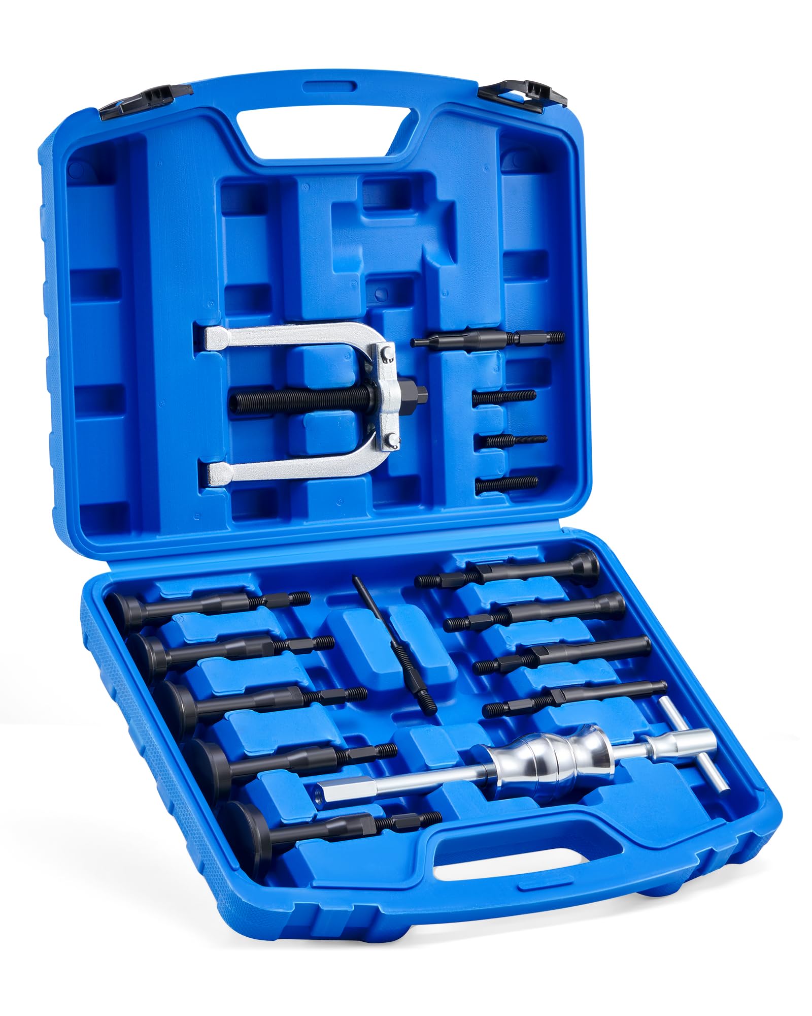 Photo 1 of Orion Motor Tech Blind Hole Collet Bearing Race and Seal Puller Extractor Kit, Slide Hammer Pilot Insert Inner Bearing Removal Tool Set, 16 Pieces