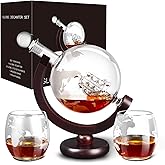 Whiskey Decanter Set,Gift for Men Dad Christmas, Decanter Globe Set with 2 Glasses for Liquor Bourbon Cocktails Vodka Scotch, Decanter Sets for Men Cool Stuff Whiskey Gift - 850ml