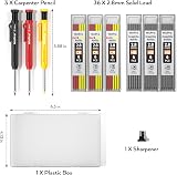 Nicpro 3 Pack Carpenter Pencil with Sharpener 39 Refills Deep Hole Marker view 7