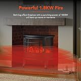 Warmlite WL46017 Bath Log Effect Fire 1800W Adjustable Thermostat Black view 3