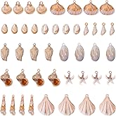 44 Pcs Shell Charms Assorted Acrylic Beach Charms Seashell Spiral Starfish Conch Cowrie Ocean Shell Pendants 3D Summer Beach Charm Shells with Holes for Necklace Bracelet Earring Jewelry Making