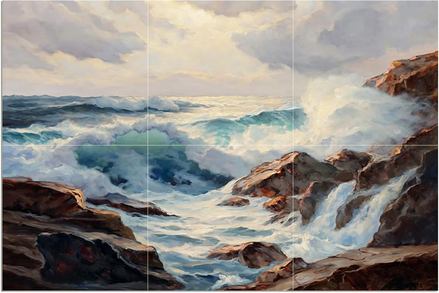 Waves Ocean Sea C. Westchiloff Tile Mural Kitchen Wall Backsplash Marble Ceramic - Picture 4 of 14