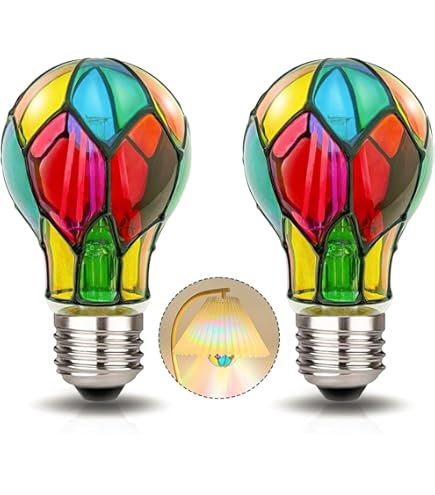 Eternyx Dimmable LED Stained Glass Light Bulb - Hand-Painted 3.5W E26 G95 Decorative Bulb